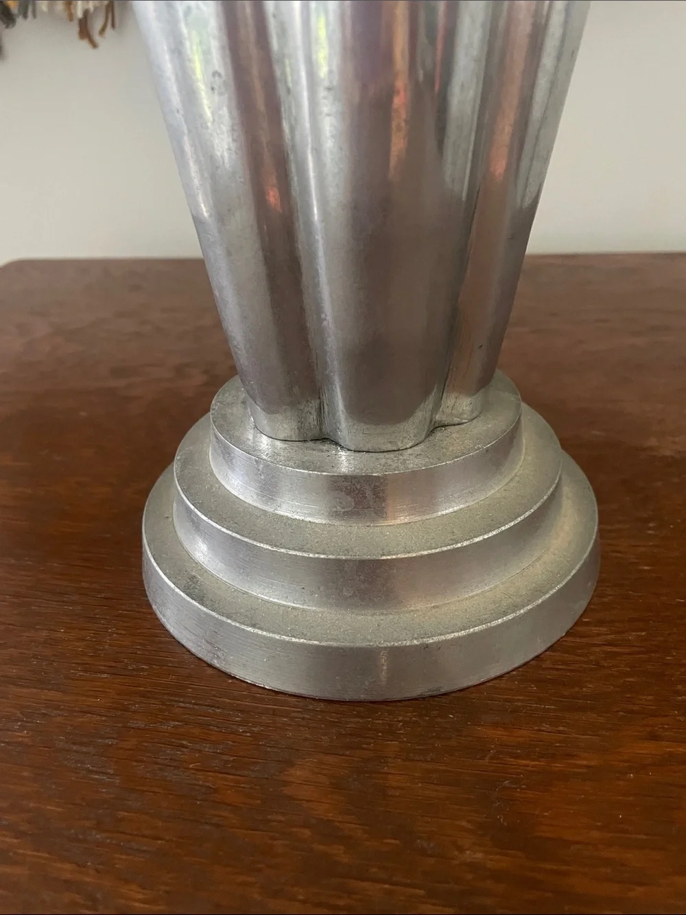Metallic Silver Fluted Decorative Vase - Home Accents -heavy